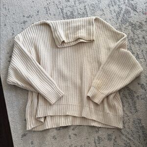 Free People Cream Cowl Neck Sweater